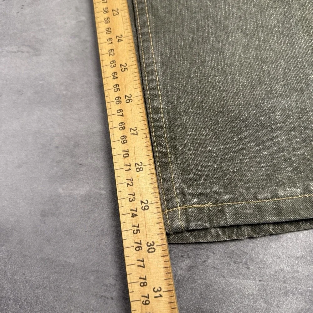 Eddie Bauer Jean Women 14 P Green Army Olive Dad‎ Mom Modest Mid Rise Denim